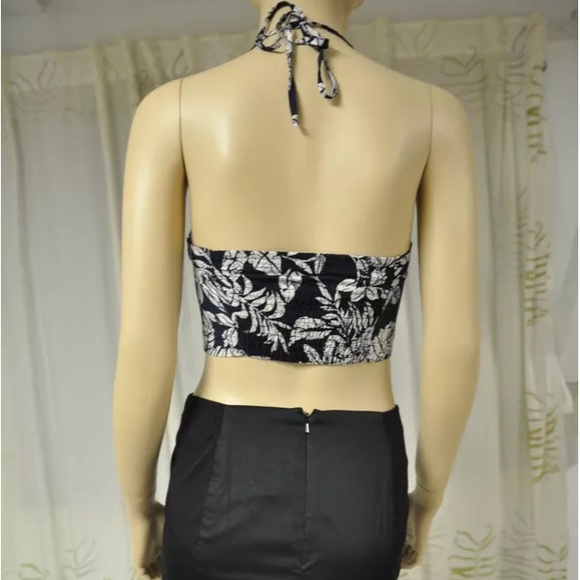 WET SEAL CROP TOP BUSTIER NAVY WHITE TROPICAL CAMI - Picture 3 of 3